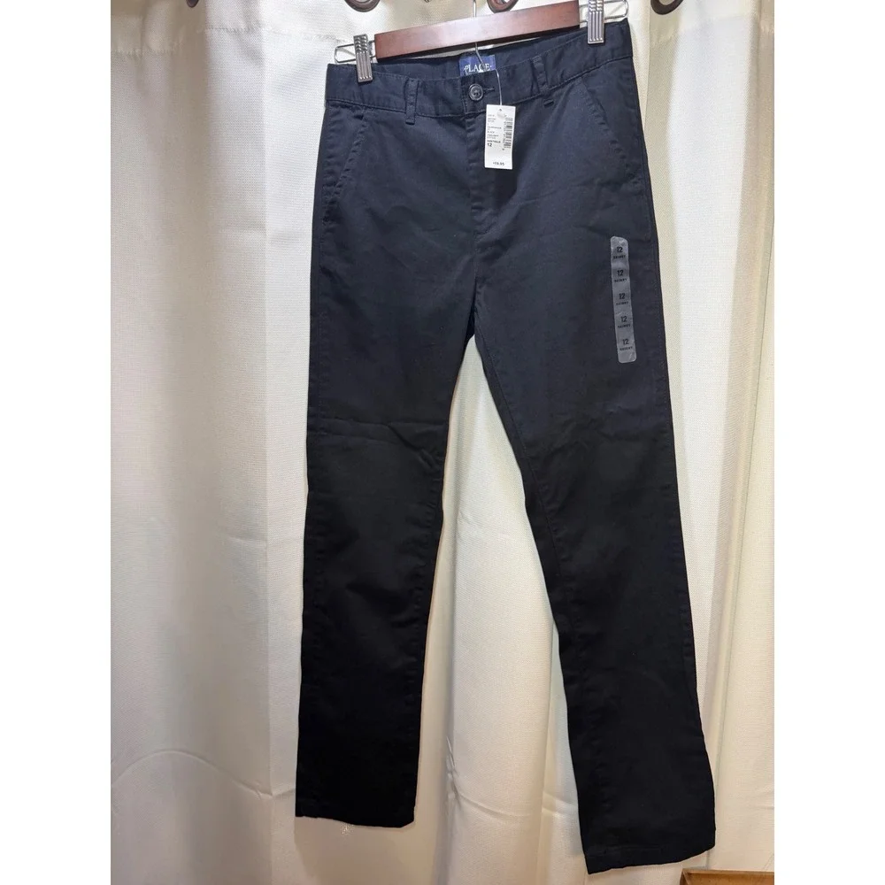 The Children's Place Boy Black Skinny Chino Pants Size 12 New NWT School Uniform